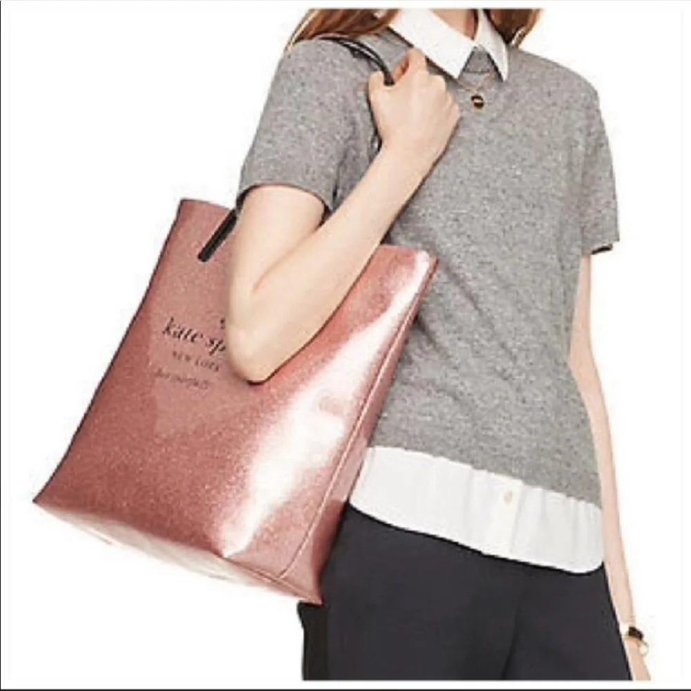 Kate Spade Pink Mavis Glitter Tote & Wallet Set